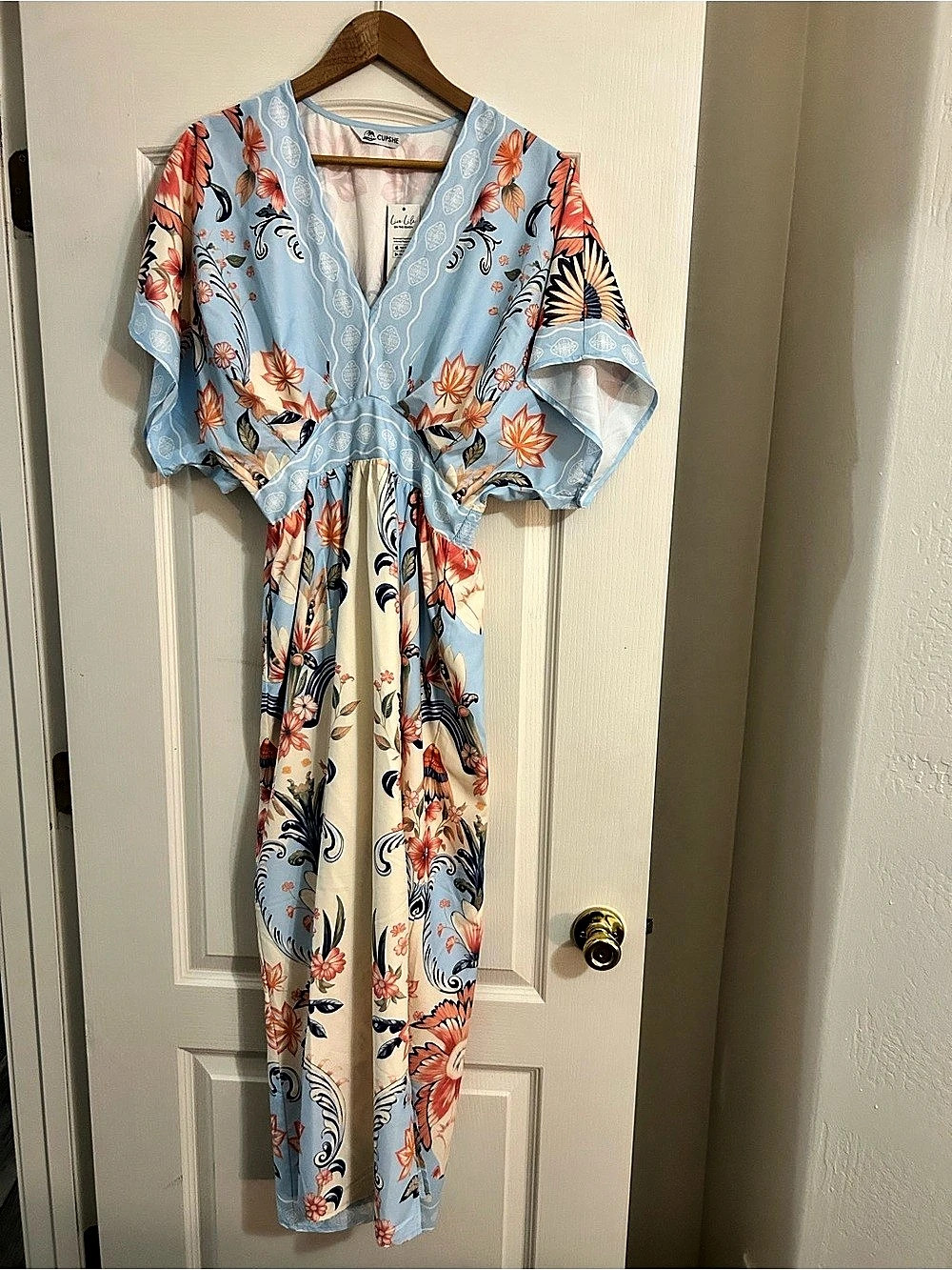 CupShe Floral Maxi Dress in Blue Like New